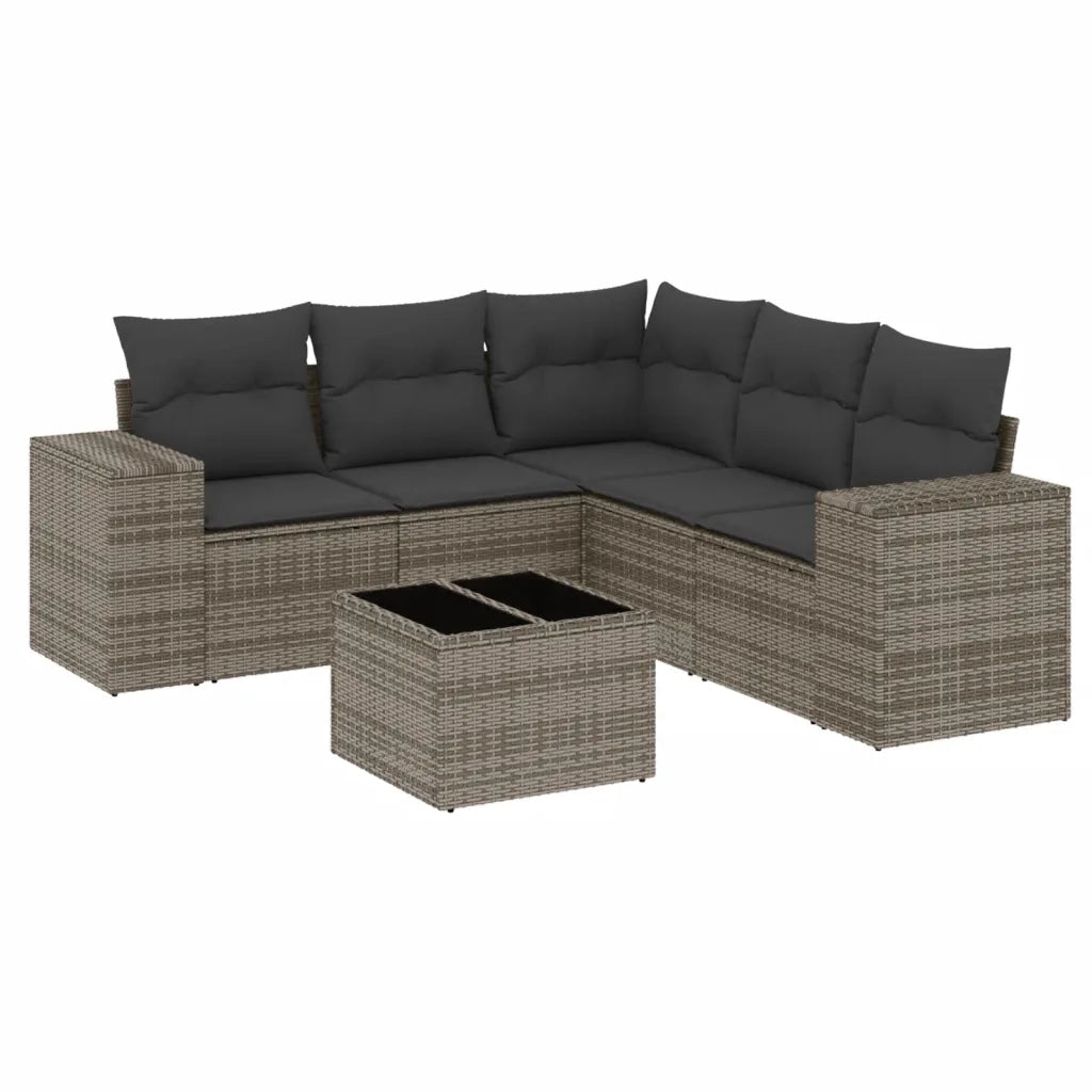 Set Divano da Giardino 6 pz con Cuscini Grigio in Polyrattancod mxl 112443