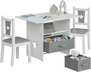 Tavolo per Bambini Scrivania con Cassetti Tavolino con 2 Sedie in Legno