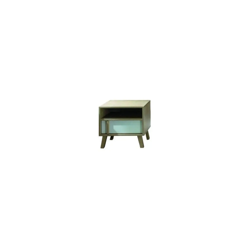 Comodino con un cassetto MALMO colore rovere chiaro e bianco