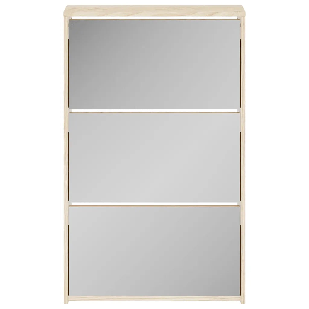 Scarpiera a 3 Strati con Specchio Rovere 63x17x102,5 cm cod mxl 52300