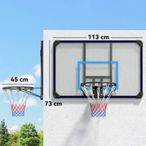 Canestro da basket da parete in acciaio nero 113 x 61 x 73 cm per interno ed esterno