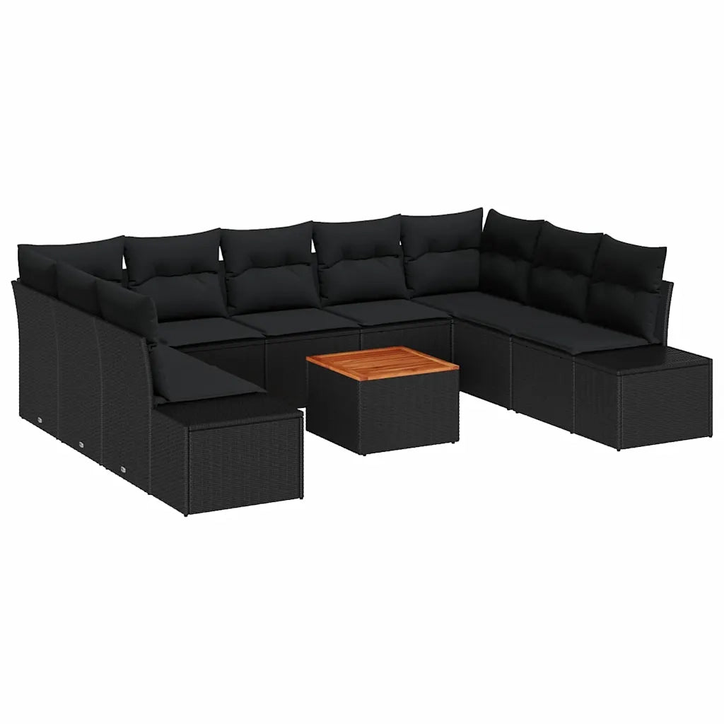 Set Divano da Giardino 10 pcs Nero