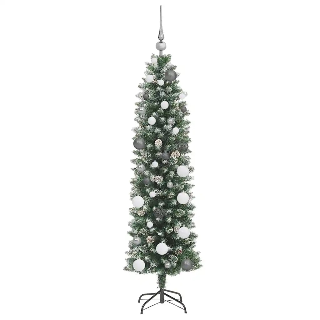 Albero di Natale Artificiale Sottile Verde e Bianco 150 cm 3395280
