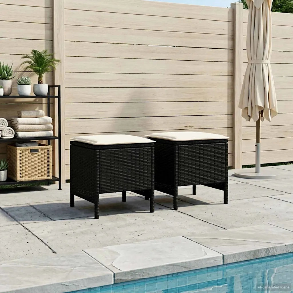 Poggiapiedi da Giardino 2 Pezzo Nero e Crema 38 x 38 x 45 cm 42025384