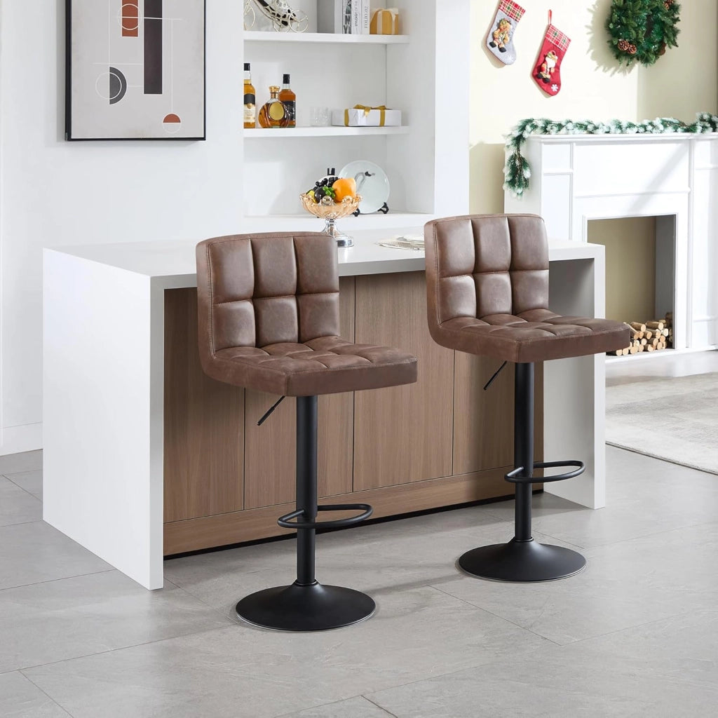 Pezzo Sgabello da Bar PU Vintage Sedia per Cucina Girevole Marrone