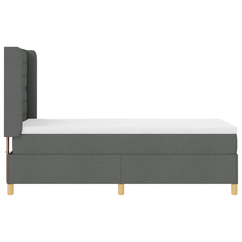 Letto a Molle  con Materasso Grigio Scuro 90x190 cm Tessuto