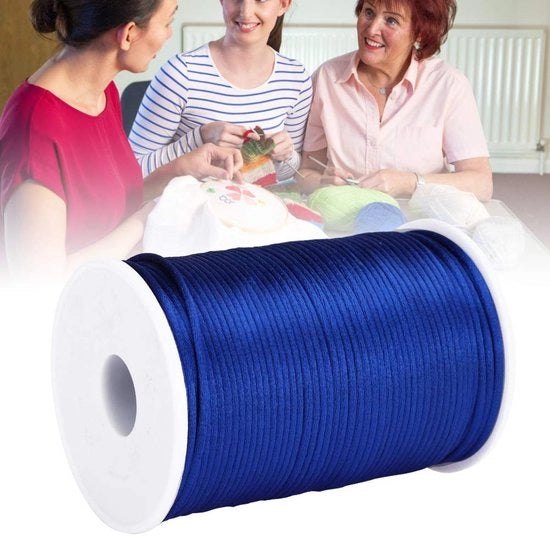 Nastro di nylon satino - 100yd filo con nodi - Blu reale - Perle di macramé - Decorazione per gioielli - Adatto per progetti creativi