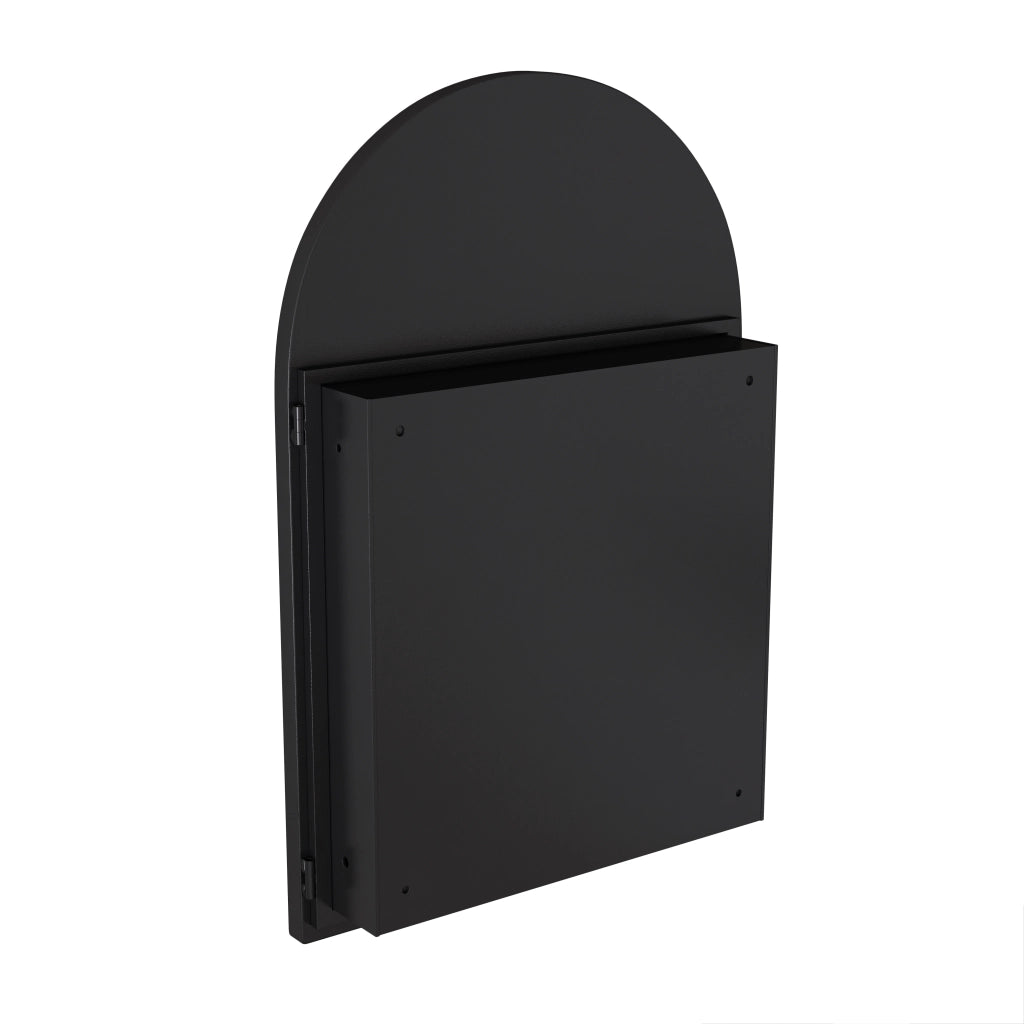 Armadietto a specchio ad arco con 2 ripiani regolabili installazione a parete o incasso in metallo nero per bagno