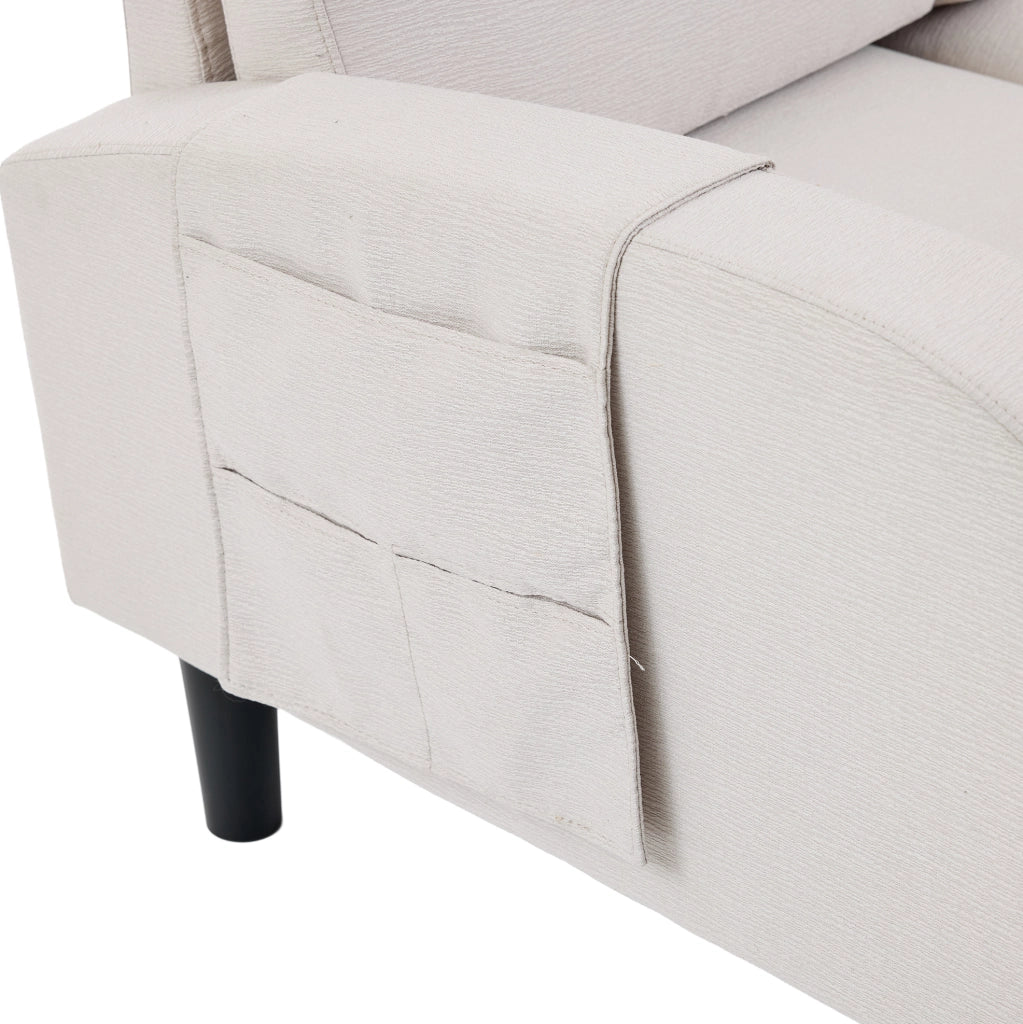 Divano angolare modulare 3 posti con chaise longue e tasche laterali beige 204x136 cm