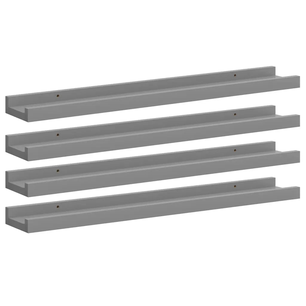 4 pz Mensole da Parete | Scaffali a Parete | Ripiano a parete Grigie 60x9x3 cm