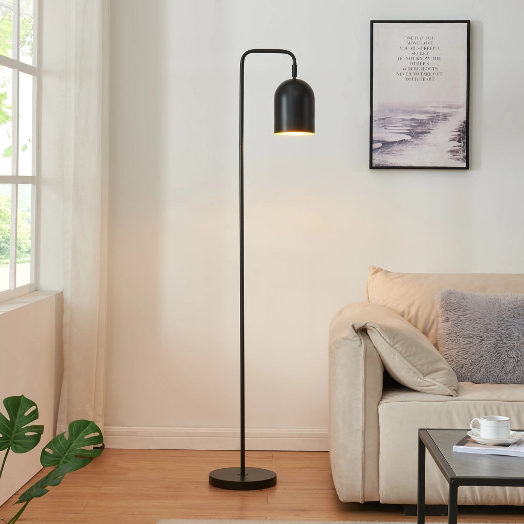 Lampada da Terra Barnard in Metallo con Paralume Cilindrico - Nero lux.pro