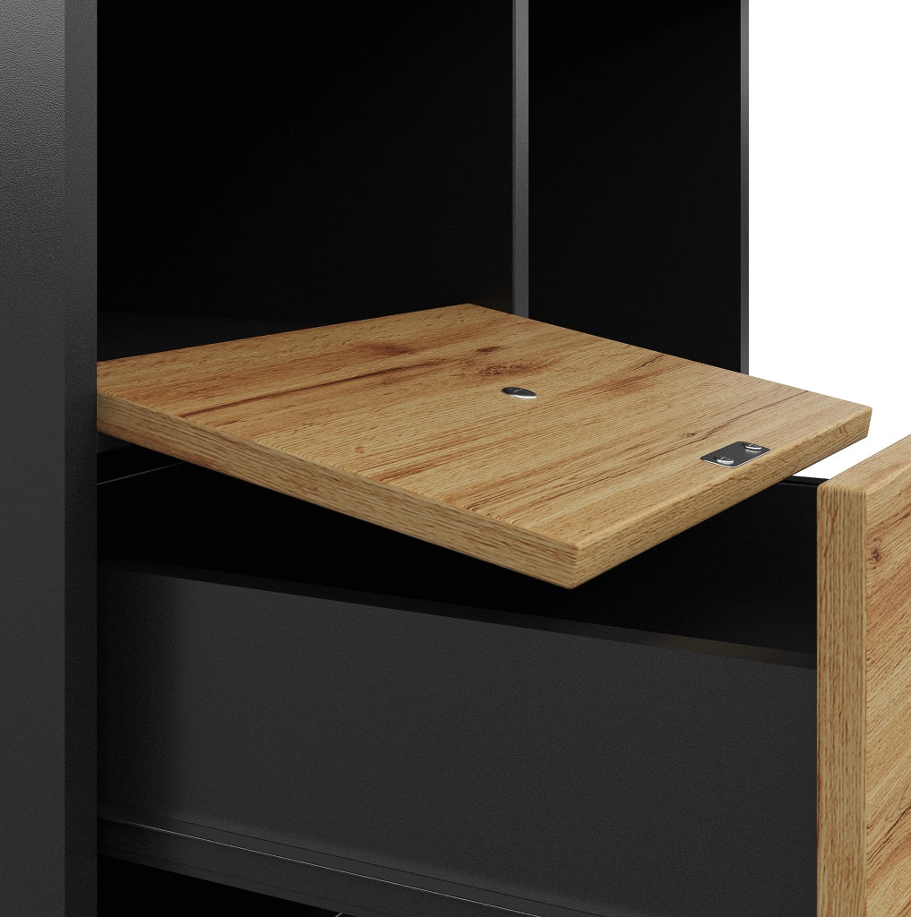 Tavolo da pranzo estensibile 110-140 x 80 cm in MDF nero con LED, 4-6 persone