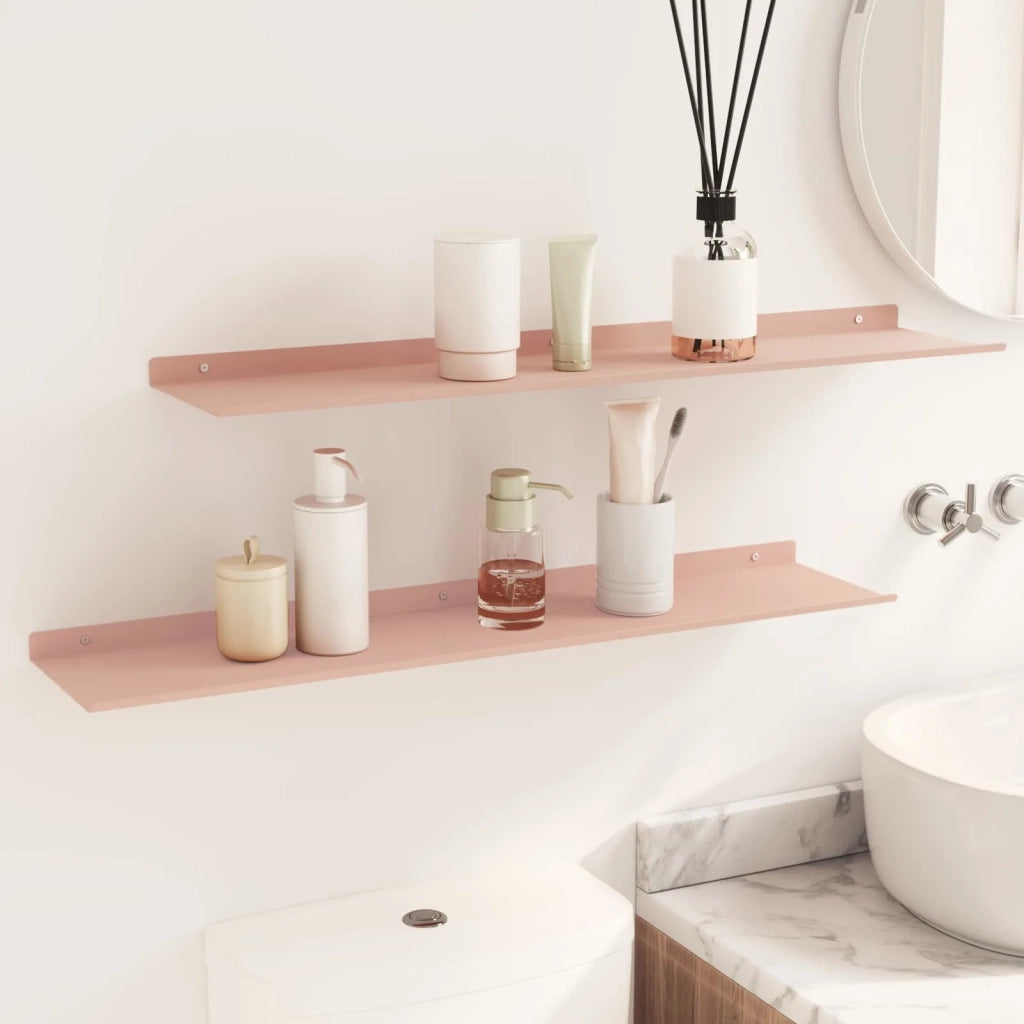 Mensola sospesa 2 pcs Rosa 80 x 18 x 2,5 cm Acciaio