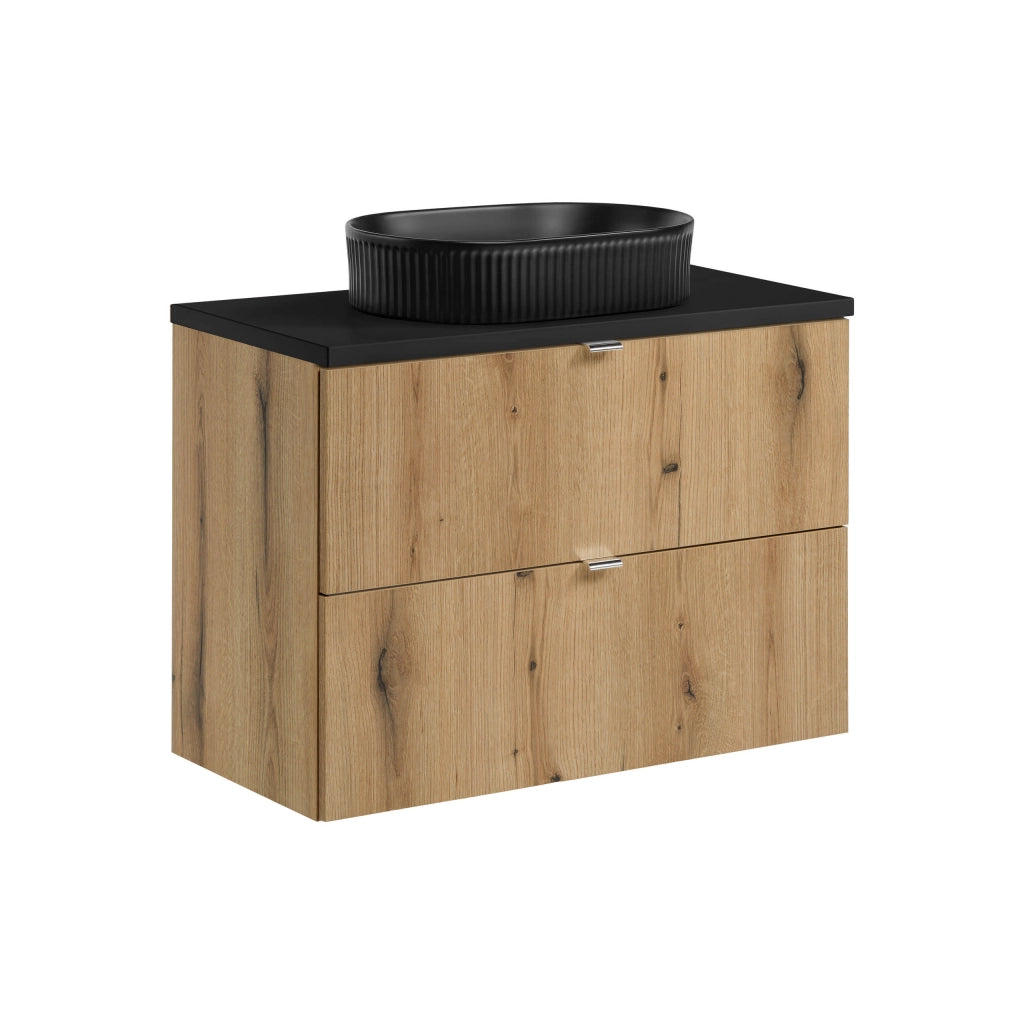 Set mobili bagno 80 cm con piano e lavabo da appoggio Beyond Nova Oak 80 x 1401 x 40 cm