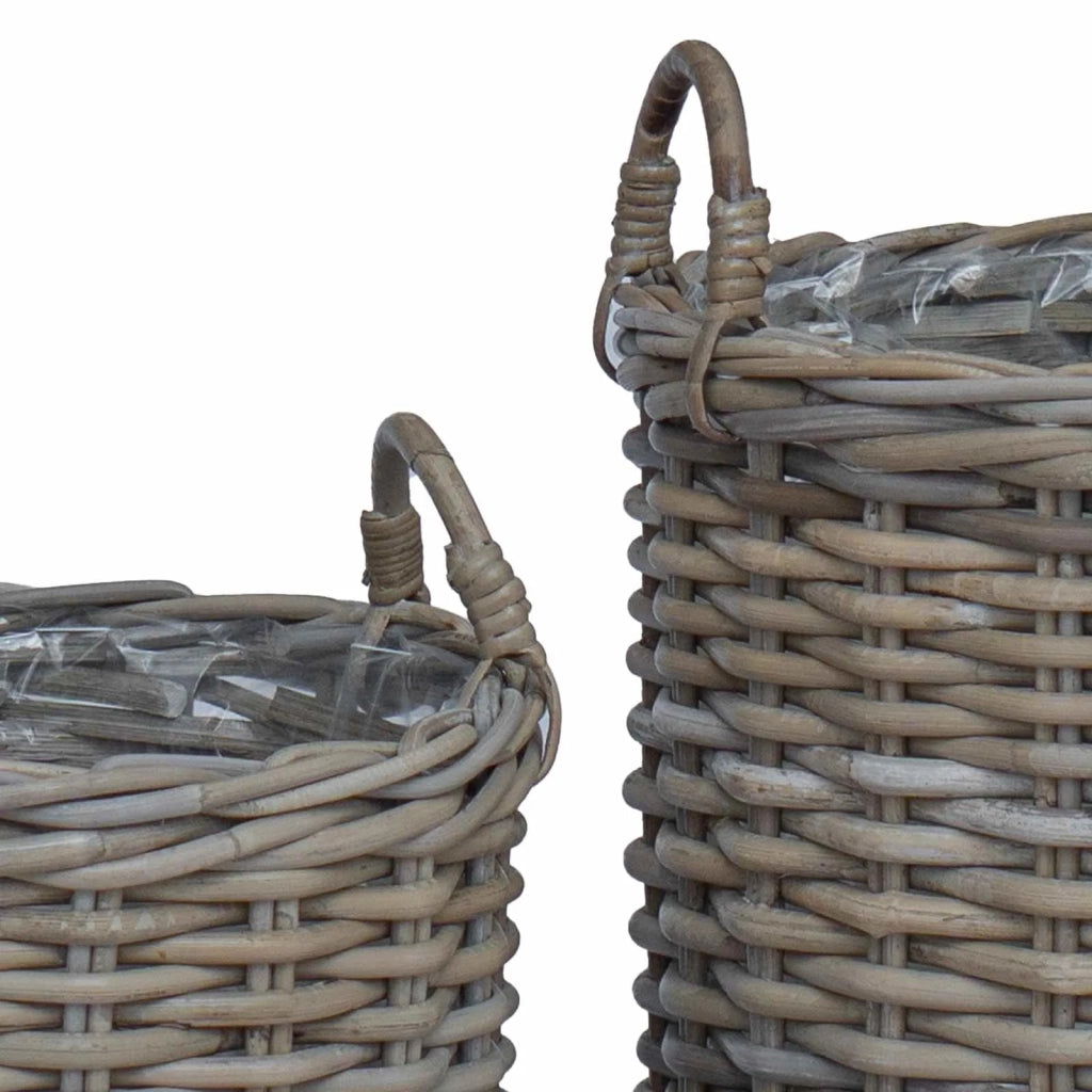 Cestino per piante con archiviazione 2 pcs Grigio Rattan Lacak