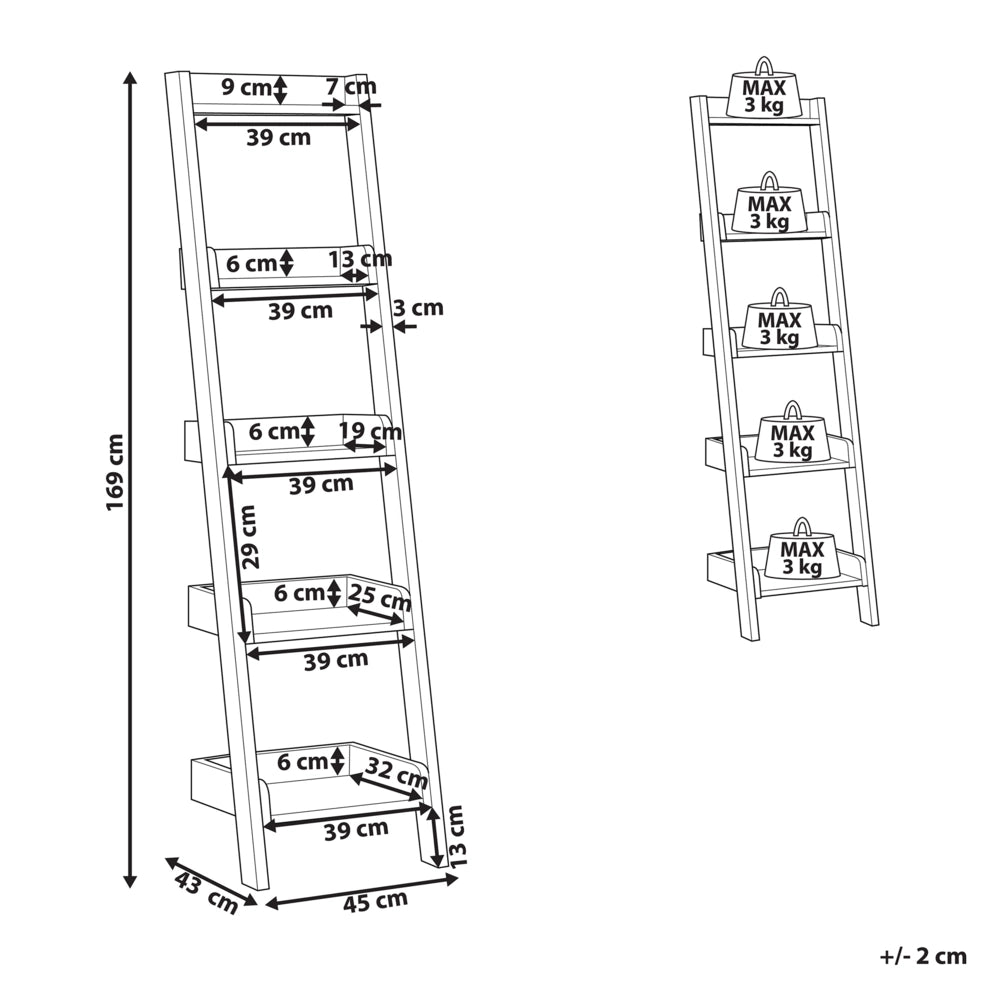 Libreria a scala 4 ripiani legno noce scaffale inclinato stile moderno contemporaneo