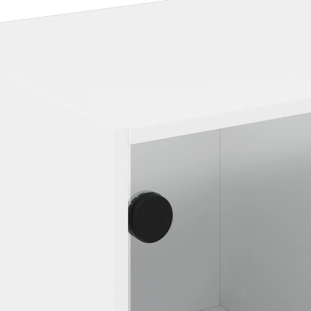 Tavolino da salotto | Tavolino da caff¨¨ | Tavolino da Soggiorno con Ante in Vetro Bianco 68x50x42 cm