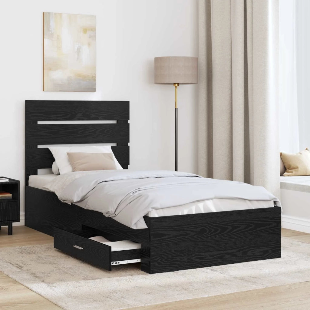 Struttura del letto Rovere Nero 90 x 190 cm Legno multistrato 3412021