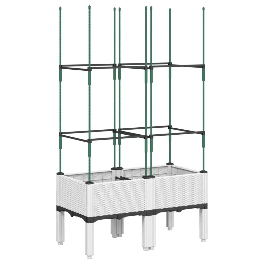 Fioriera da Giardino con Graticcio-Vaso da Esterno-Fioriera con Griglia Bianco 80x40x142,5 cm PP