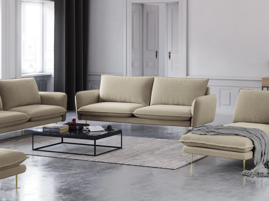 Cosmopolitan Design - Divano "Vienna" 3 posti in tessuto strutturato beige 