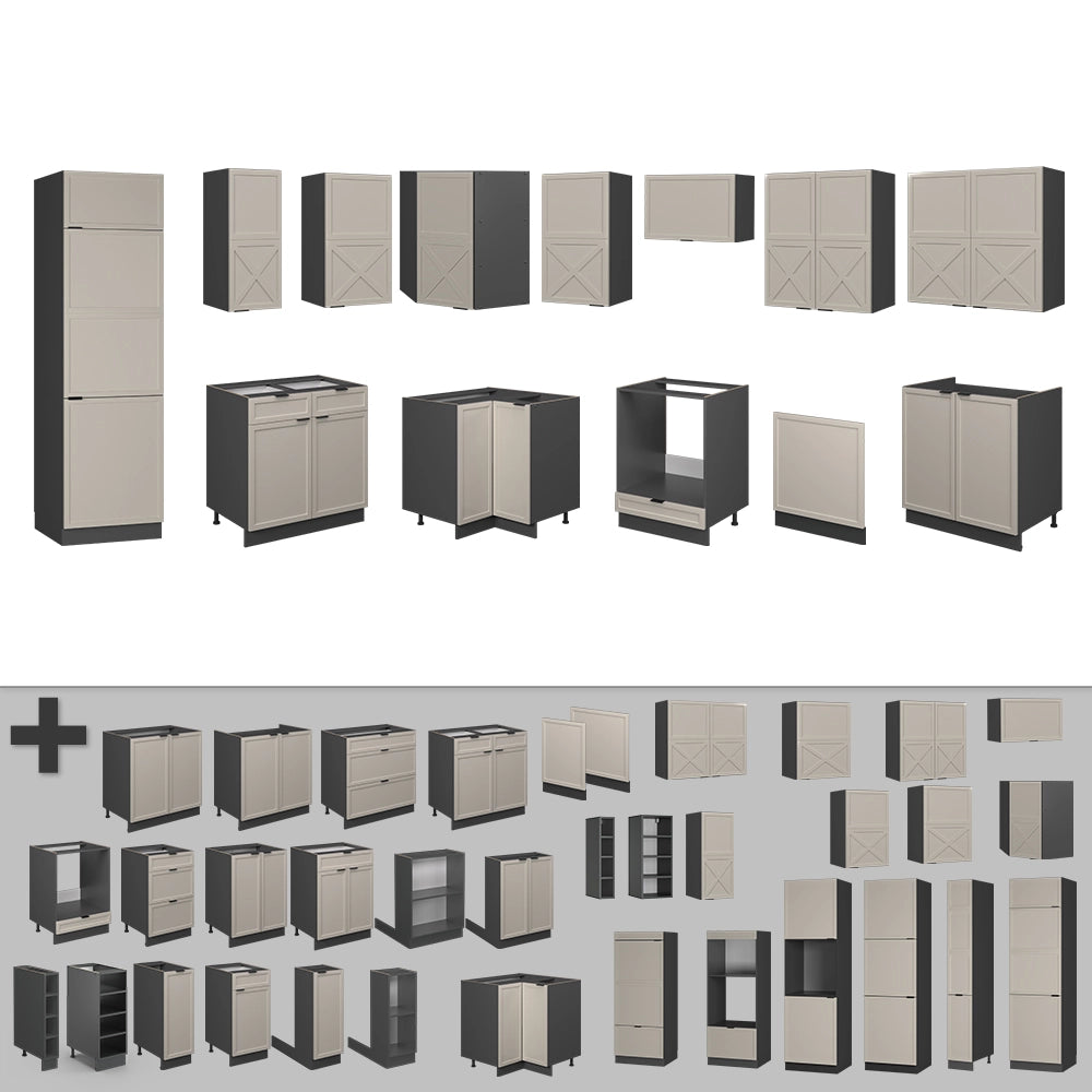 Vicco Cucina angolare completa Grigio/beige/antracite 227 x 287 cm , PL Antracite