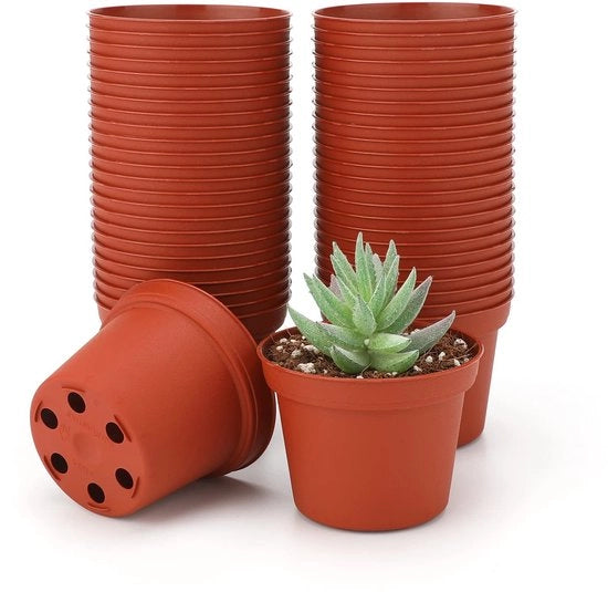 Coltivatore di piante 50 pezzi di vasi in plastica per la coltivazione di semi, steli e innesti 75 cm - piccoli vasi in plastica per la coltivazione di piante - vasi robusti per frutta, verdura, piante grasse e erbe - colore terracotta
