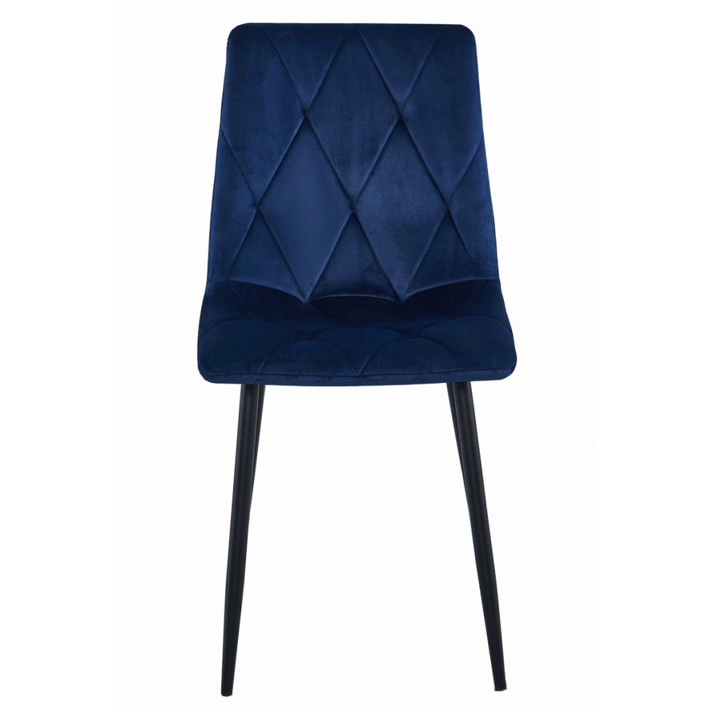 Set di 2 sedie Libra in velluto blu notte con gambe nere