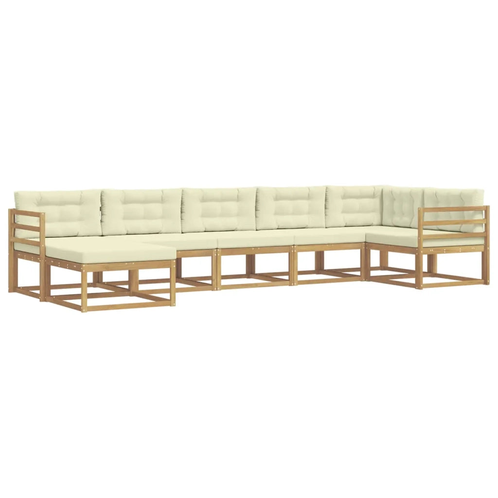 Set di divani da esterno con cuscino 7 pcs Bianco e Crema