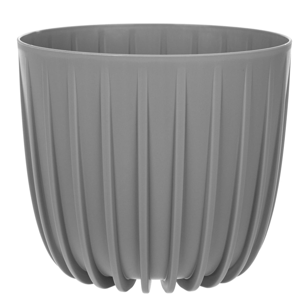 KADAX Vaso da fiori, coprivaso rotondo in plastica da 16 cm, supporto per fiori grigio
