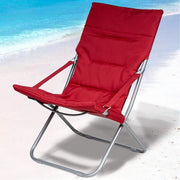 Trade Shop - Spiaggina Sedia Canapone In Acciaio Tessuto Imbottito Pieghevole Relax Rosso 3994182 -