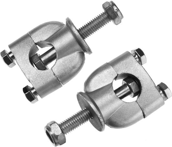 Risalita del Sterzo - Viti di Fissaggio 10mm - Morsetti 22,2mm (7/8 pollici) - Acciaio - Argento - Componente Classica del Motore - Morsetto del Sterzo