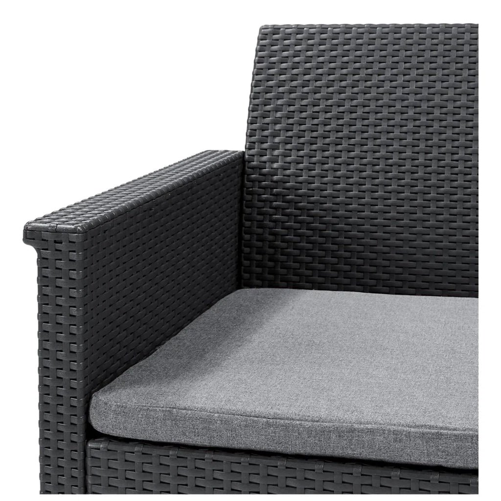 Salottino da Esterno Emma Balcony Set in Resina Effetto Rattan 3 Pezzi