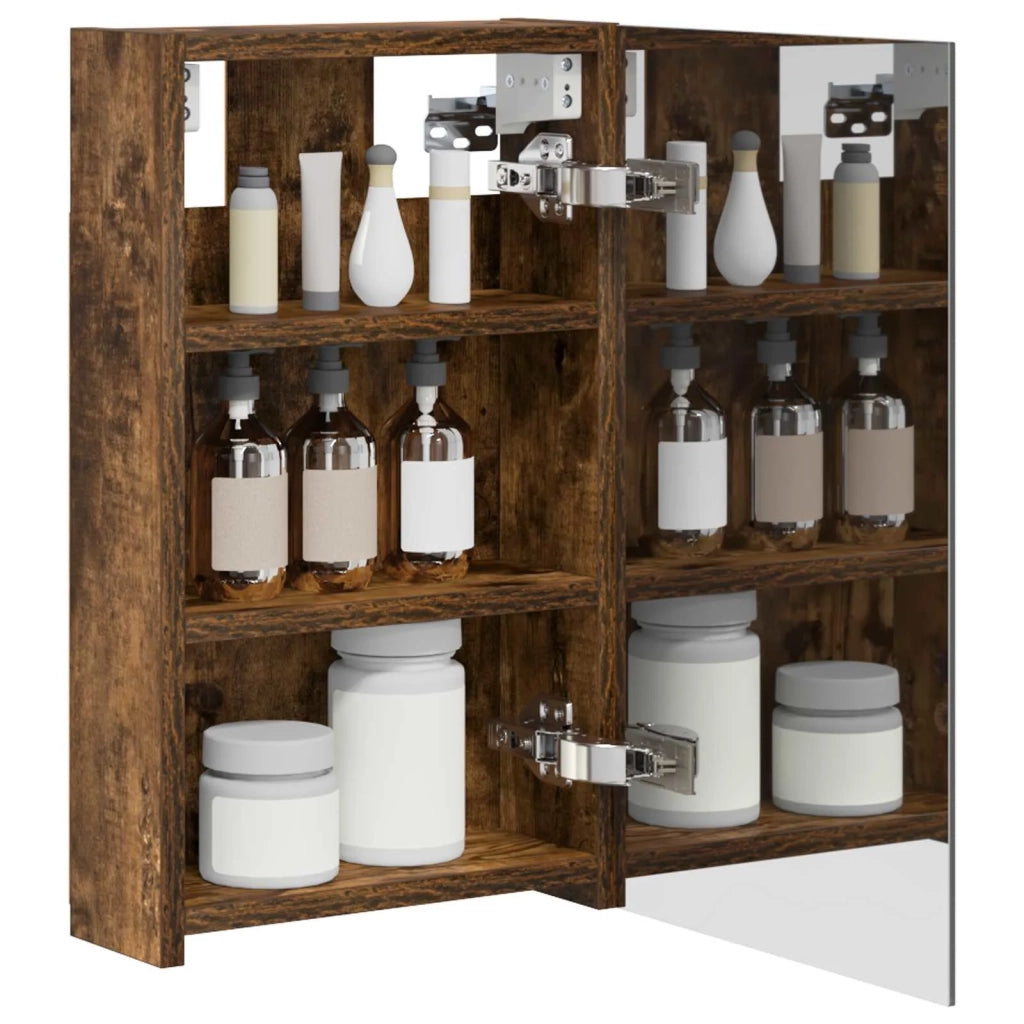 Mobiletto per specchio da bagno Rovere fumé 30 x 10,5 x 50 cm 889011