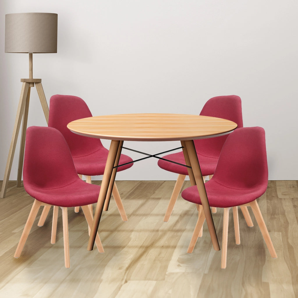 MAURY'S SET 4 SEDIA DA ARREDO CON GAMBE IN LEGNO DI COLORE RED