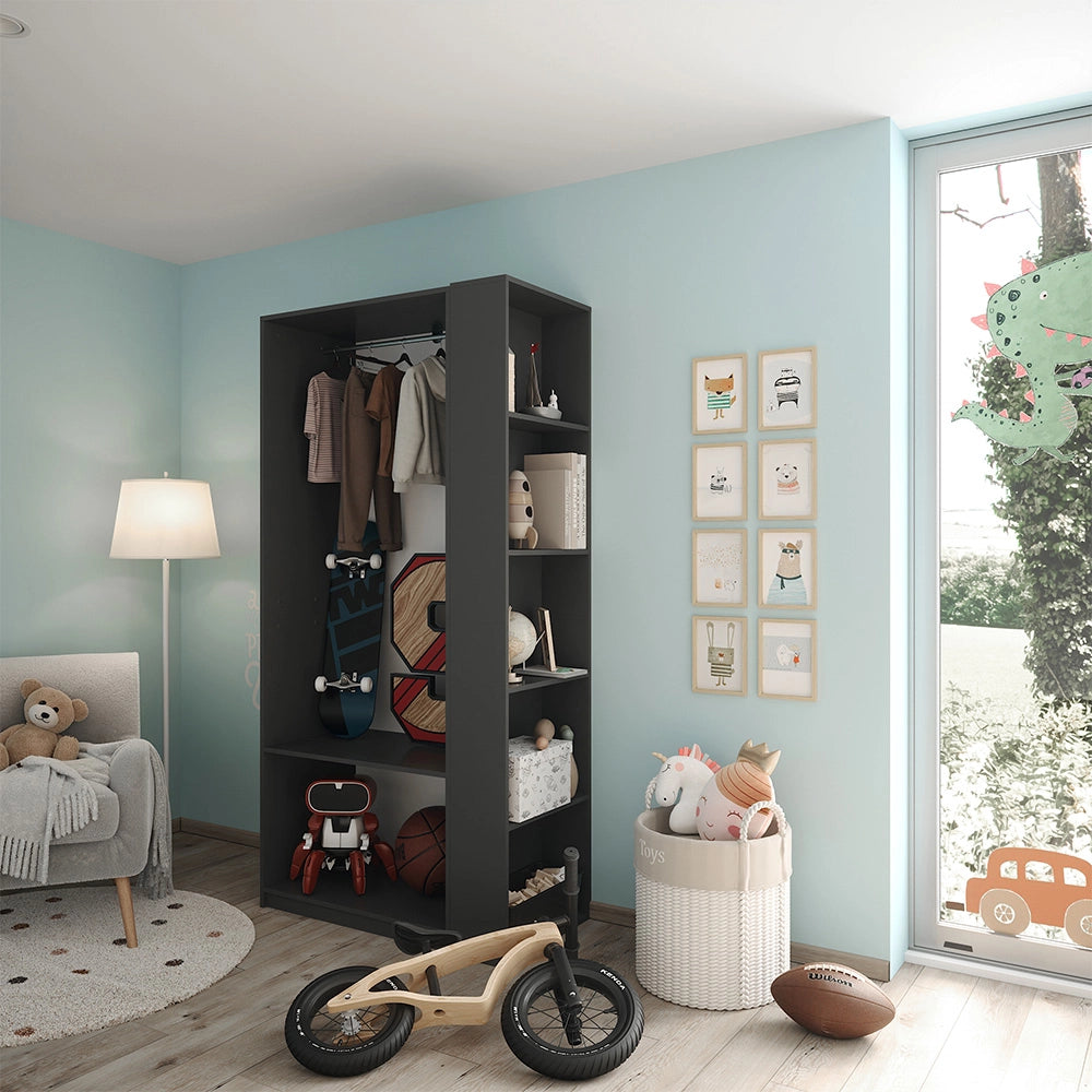 Armadio Elmo Antracite 80 x 200 cm Set di 2 Vicco