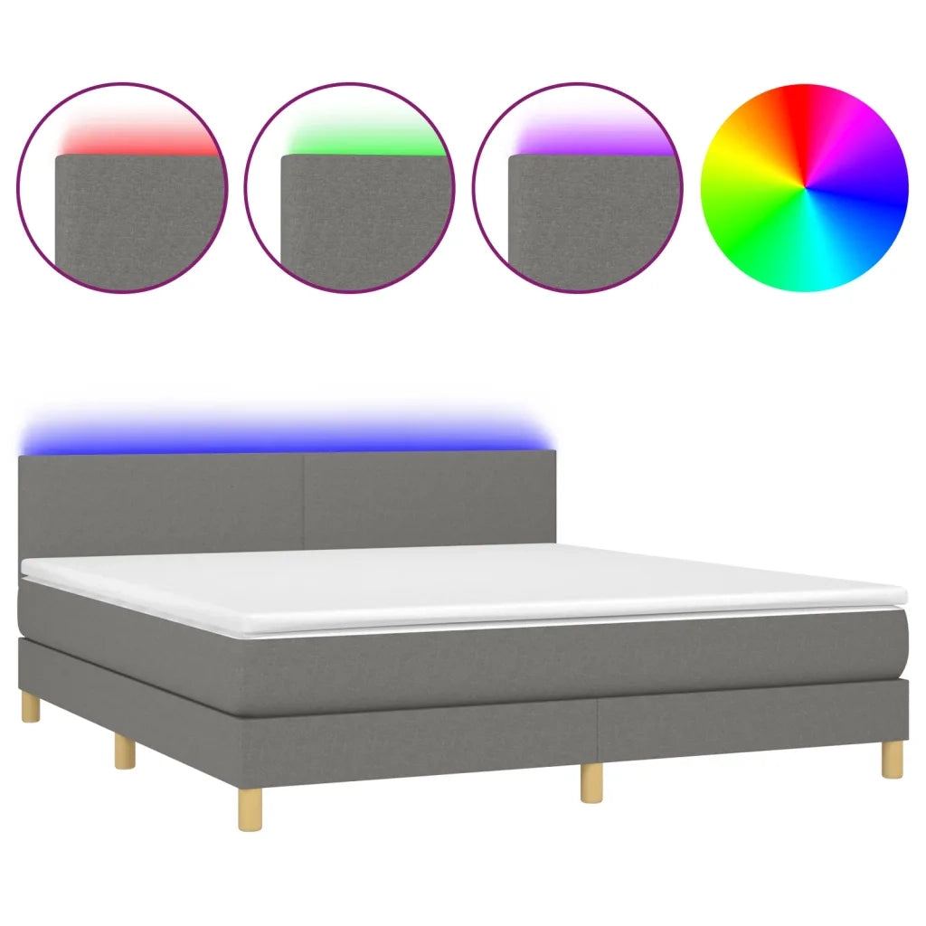 Letto a Molle Materasso e LED Grigio Scuro 180x200cm in Tessutocod mxl 98816
