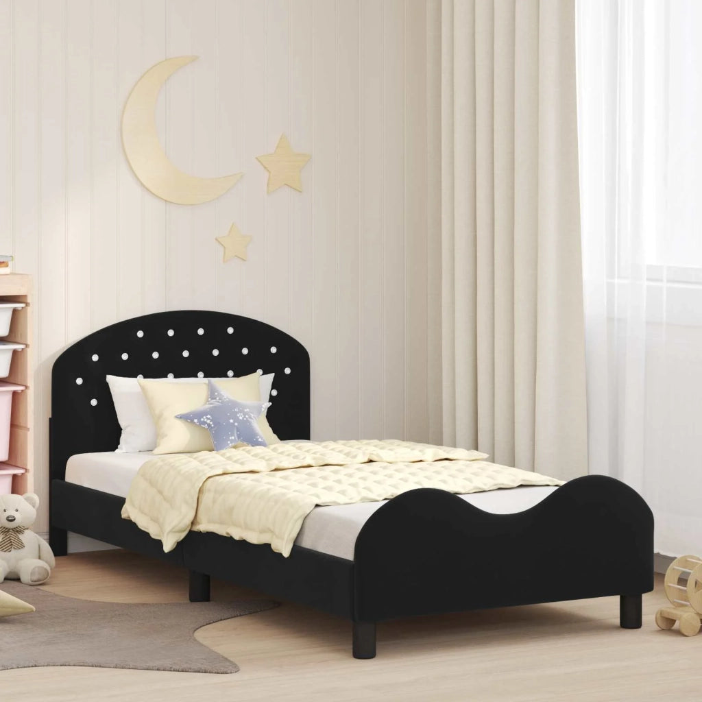 Struttura letto bambini con testata Nero 90 x 190 cm Velluto 42011122