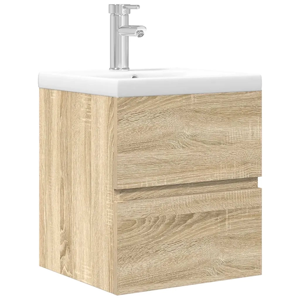 Set Mobili da Bagno | Armadio da bagno 2 pz Rovere Sonoma in Legno Multistrato