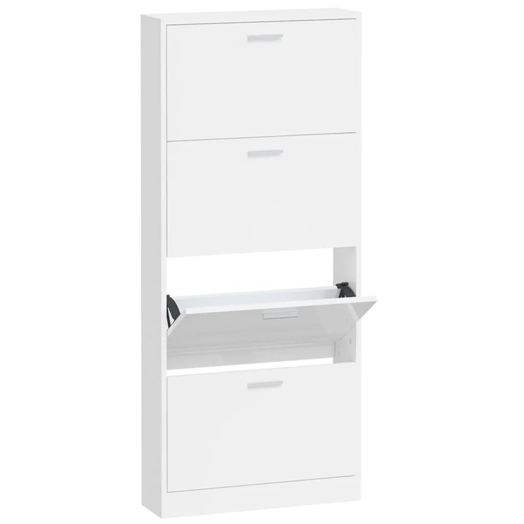 Scarpiera mobile contenitore per scarpe mobile per ingresso/corridoio/soggiorno finitura lucida 59 x 17 x 150 cm legno ingegnerizzato bianco 02_0021306
