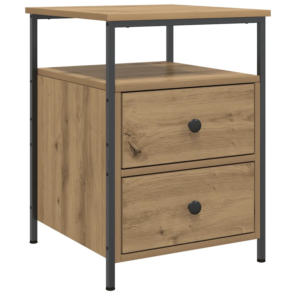 Comodini 2pz Rovere Artigianale 44x45x60cm in Legno Multistrato 857257