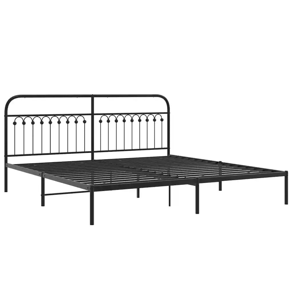 Giroletto con Testiera-Struttura Letto con testiera in Metallo Nero 200x200 cm 768231