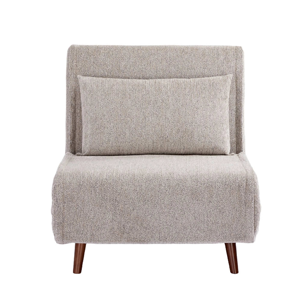 Poltrona letto convertibile in tessuto ciniglia, beige
