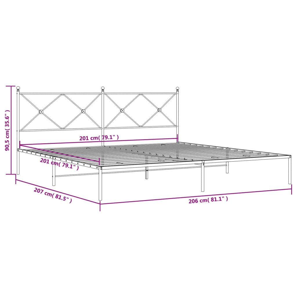 Giroletto con Testiera-Struttura Letto con testiera Metallo Bianco 200x200 cm 618559