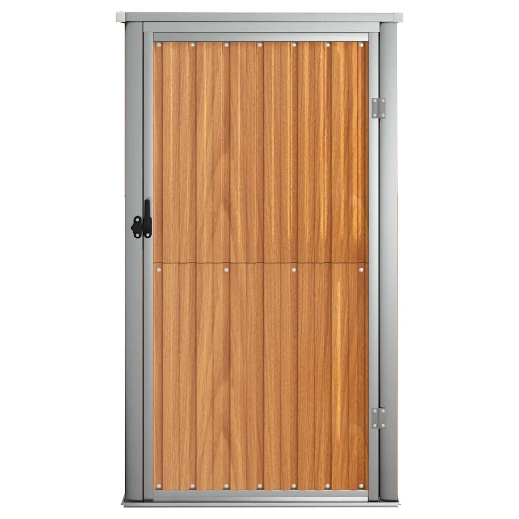 Capanno per Attrezzi-Casetta da Giardino Marrone 88x89x161 cm in Acciaio Zincato