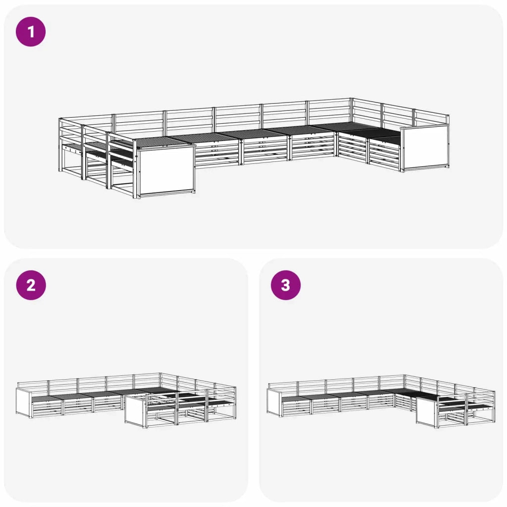 Set divani 10 pz Legno di Acacia Massello 3383887