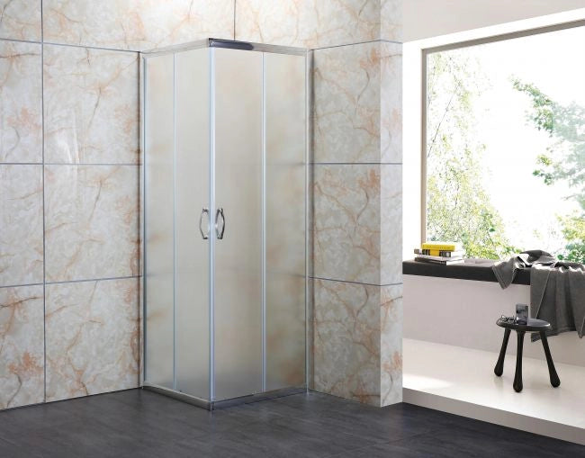 Box Doccia Cristallo 4 MM Trasparente o Opaco  2 lati Apertura Angolare Scorrevole - Misura: 80 x 100 x 185h (Opaco)