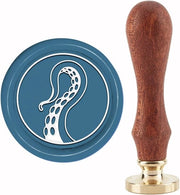 Segnale con tampone a forma di tentacolo 30 mm con testa di tampone in ottone e manico di legno per inviti - confezione regalo - creativo - artigianale