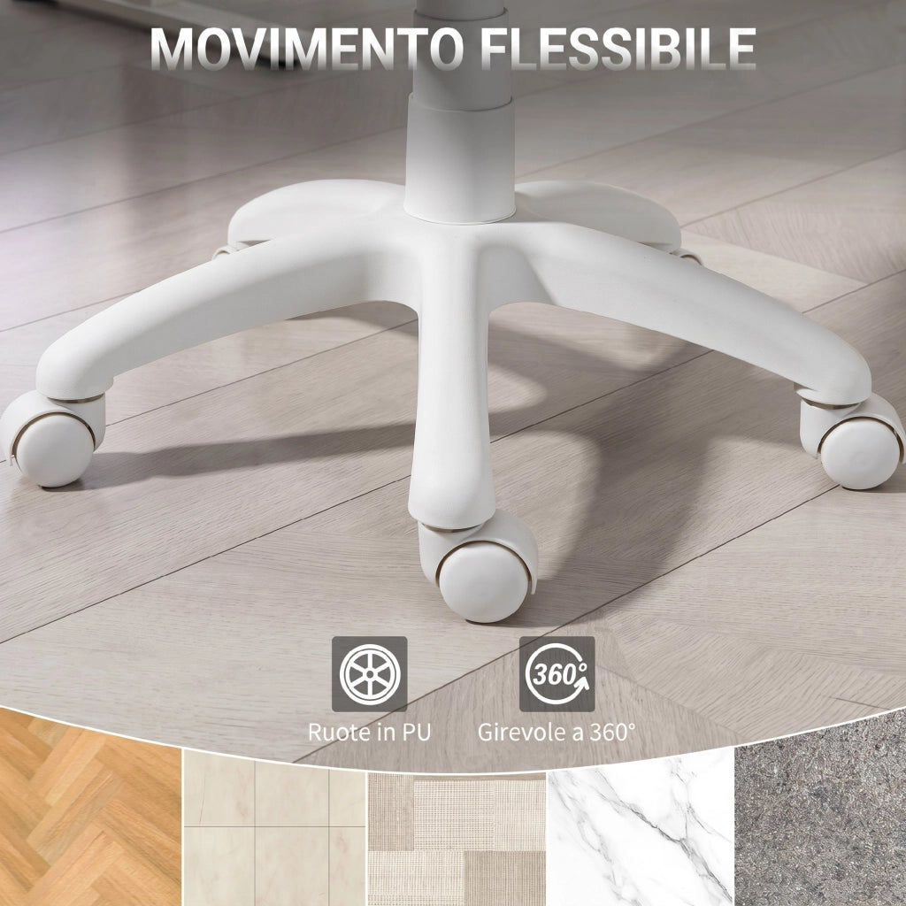 Sedia da Ufficio Ergonomica Girevole 53x59,5x81-89 cm Senza Braccioli in Tessuto a Rete Traspirante Rosa