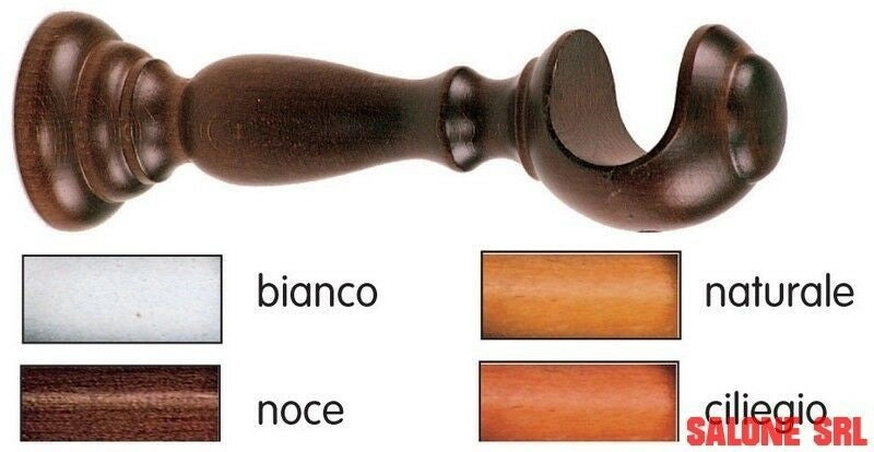 COPPIA SUPPORTI X BASTONE TENDA MM.35 LUNGHEZZA CM.25 COLORE BIANCO-CILIEGIO-NATURALE-NOCE SCURO