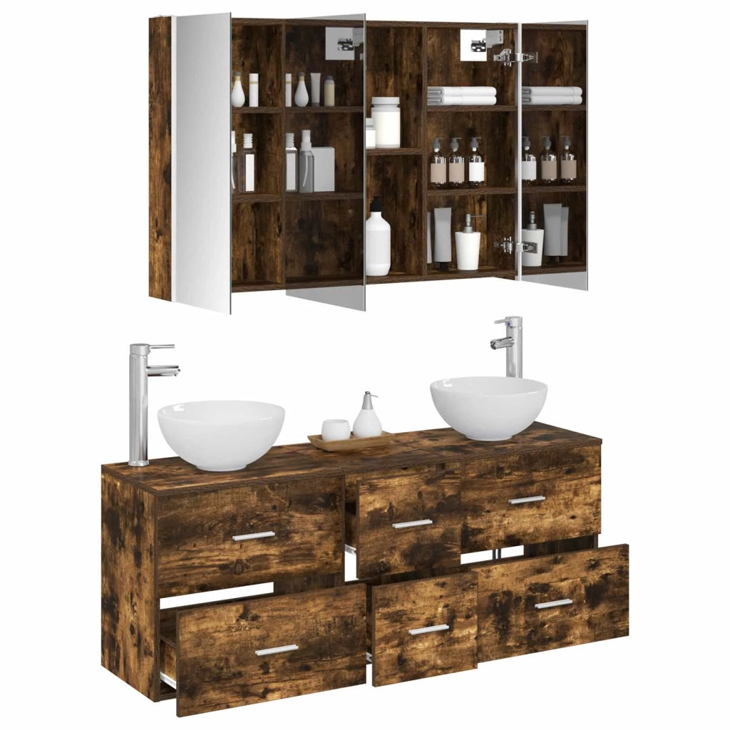 Set di mobili per il bagno 4 pcs Rovere Fumo 3406707